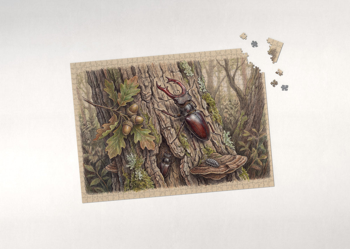 Stag Beetle on the Oak Bark jigsaw puzzle - puzzle with loose pieces