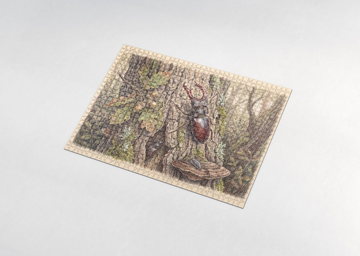Stag Beetle on the Oak Bark jigsaw puzzle - assembled puzzle