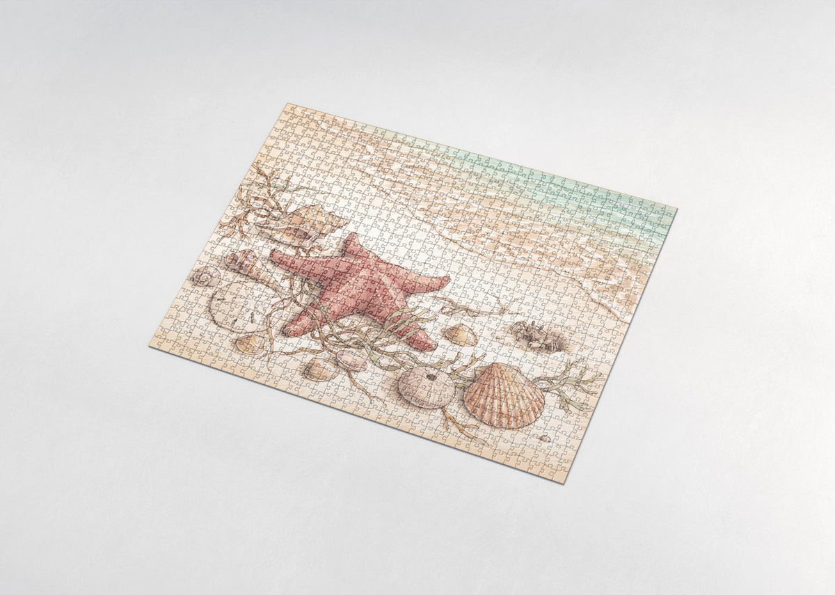 Starfish and Seashells on the Sand jigsaw puzzle - assembled puzzle