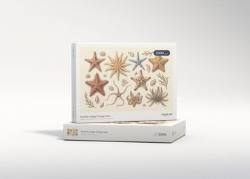 Starfish Collage Vintage Plate jigsaw puzzle - gift box