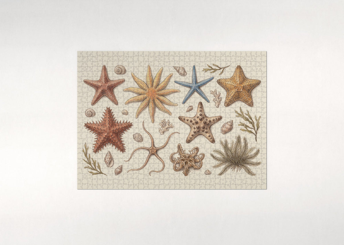 Starfish Collage Vintage Plate jigsaw puzzle - flat puzzle