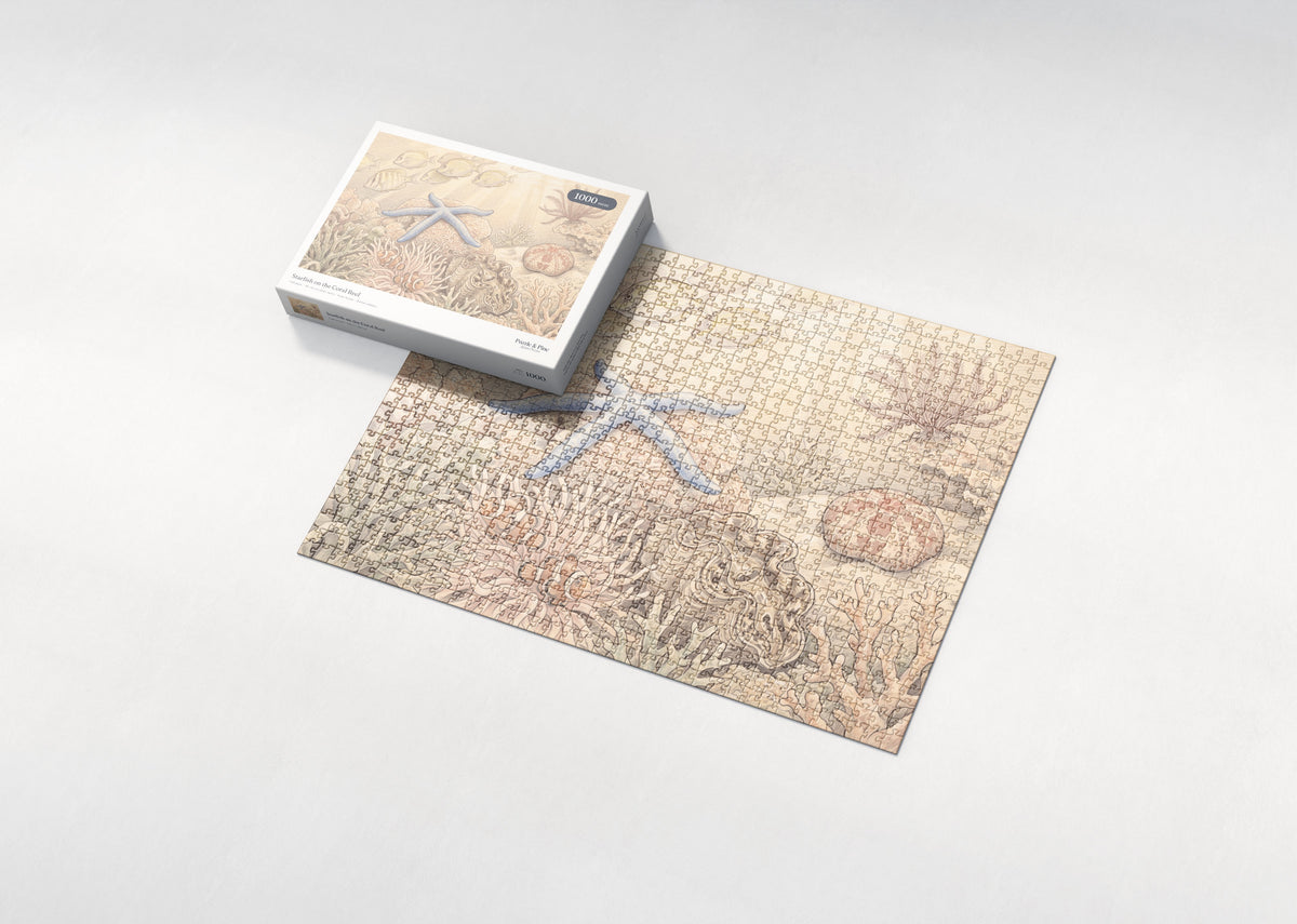 Starfish on the Coral Reef jigsaw puzzle - box and puzzle