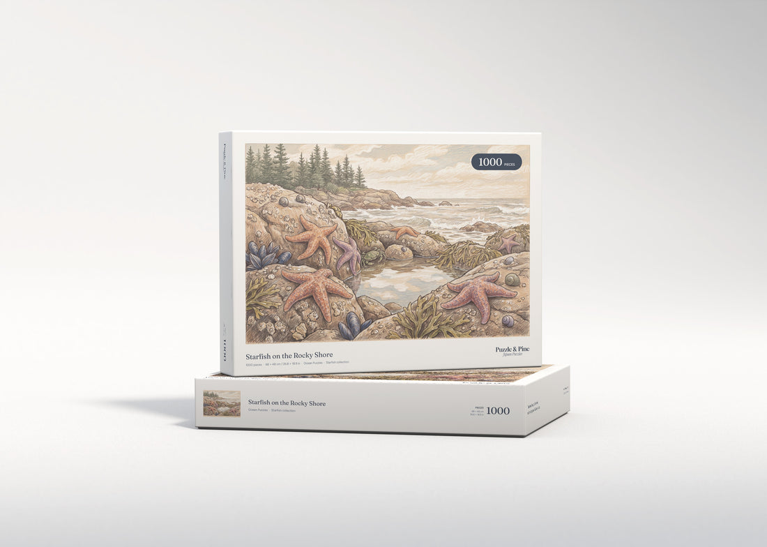 Starfish on the Rocky Shore jigsaw puzzle - gift box