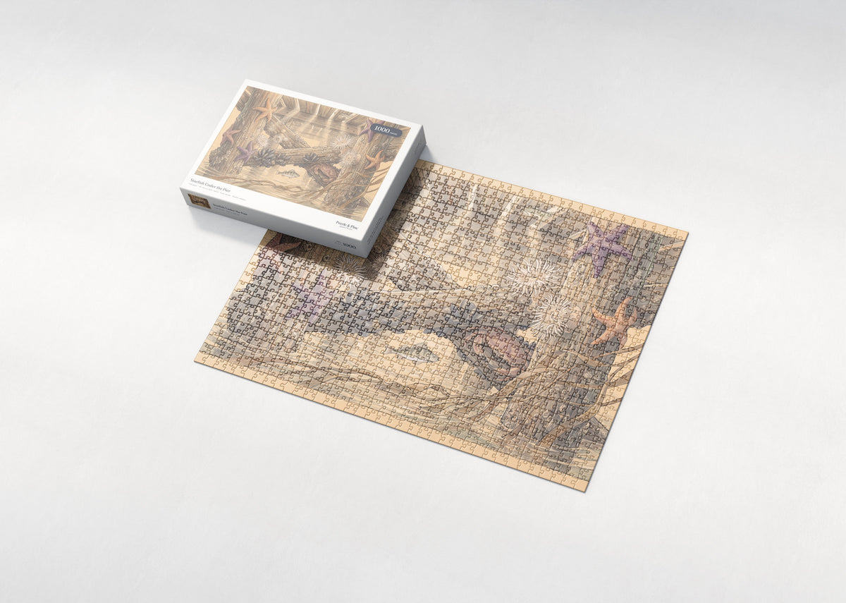 Starfish Under the Pier jigsaw puzzle - box and puzzle