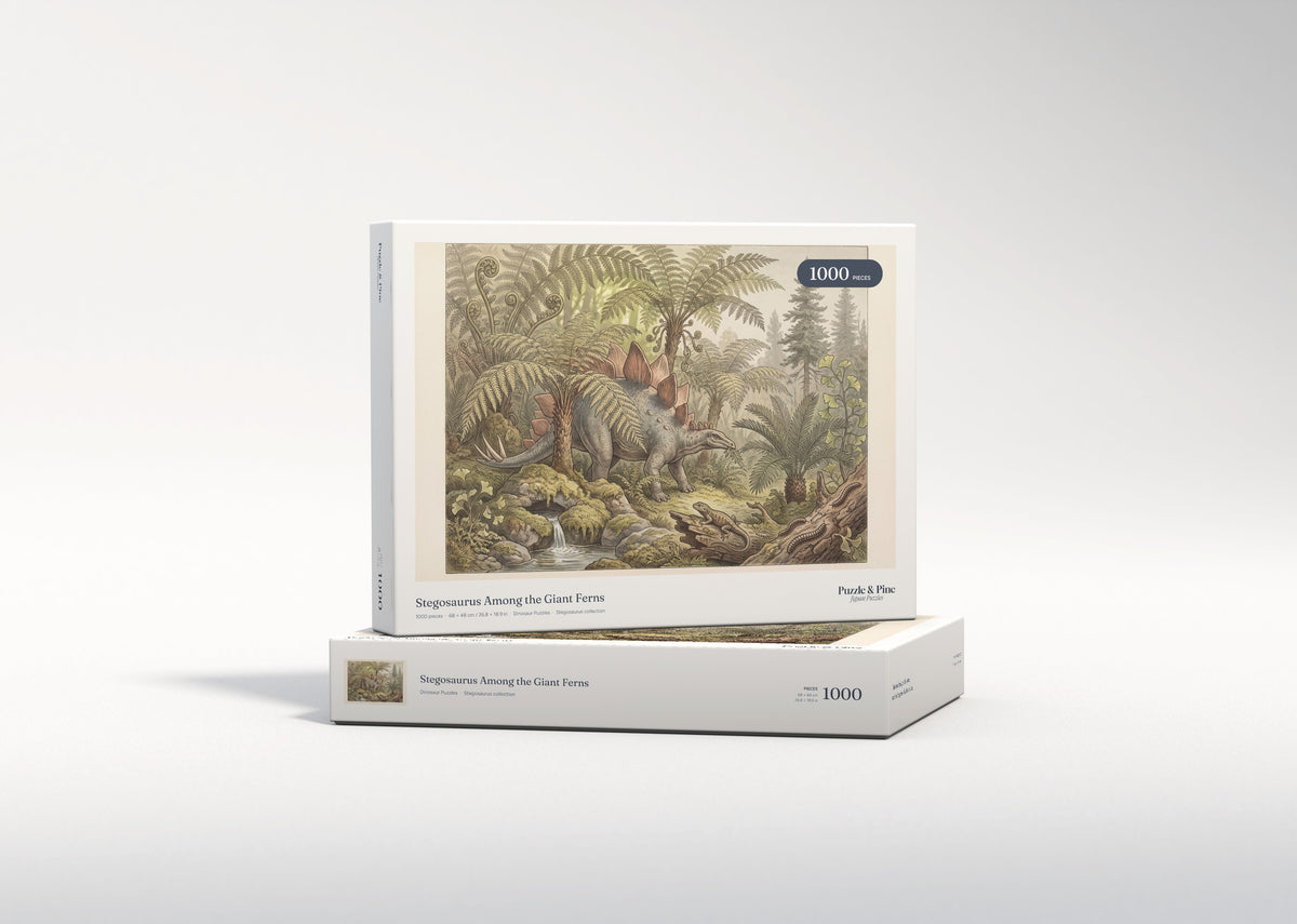 Stegosaurus Among the Giant Ferns jigsaw puzzle - gift box