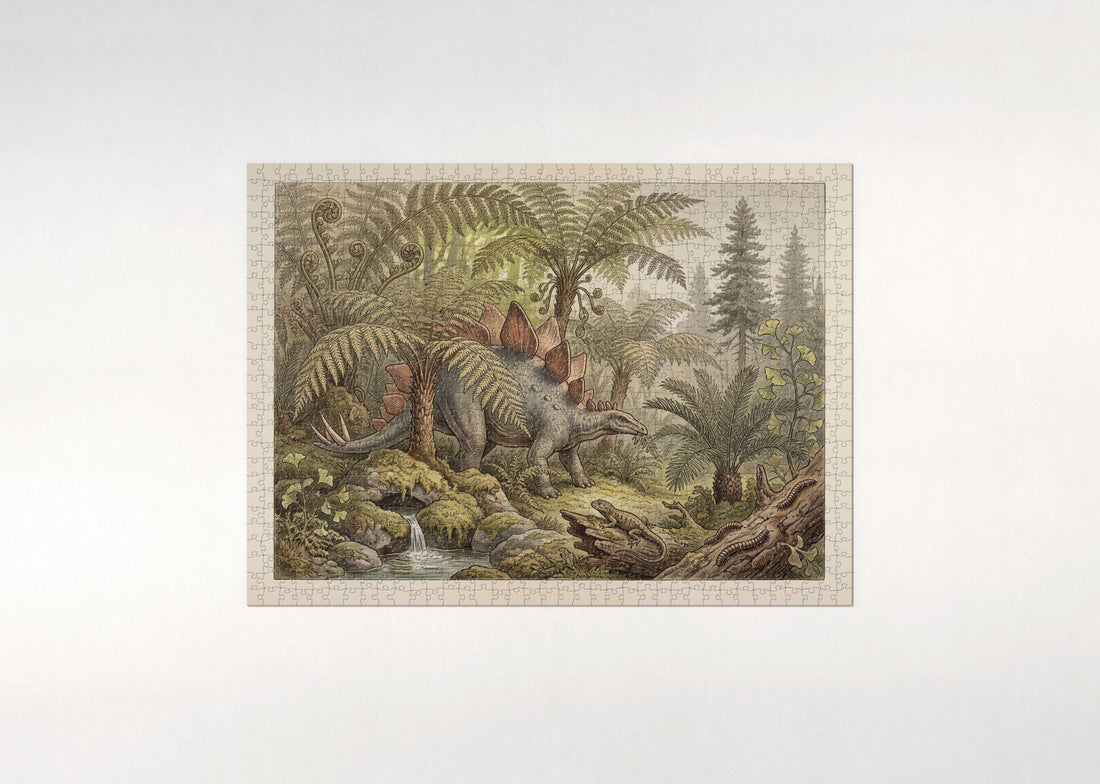 Stegosaurus Among the Giant Ferns jigsaw puzzle - gift box