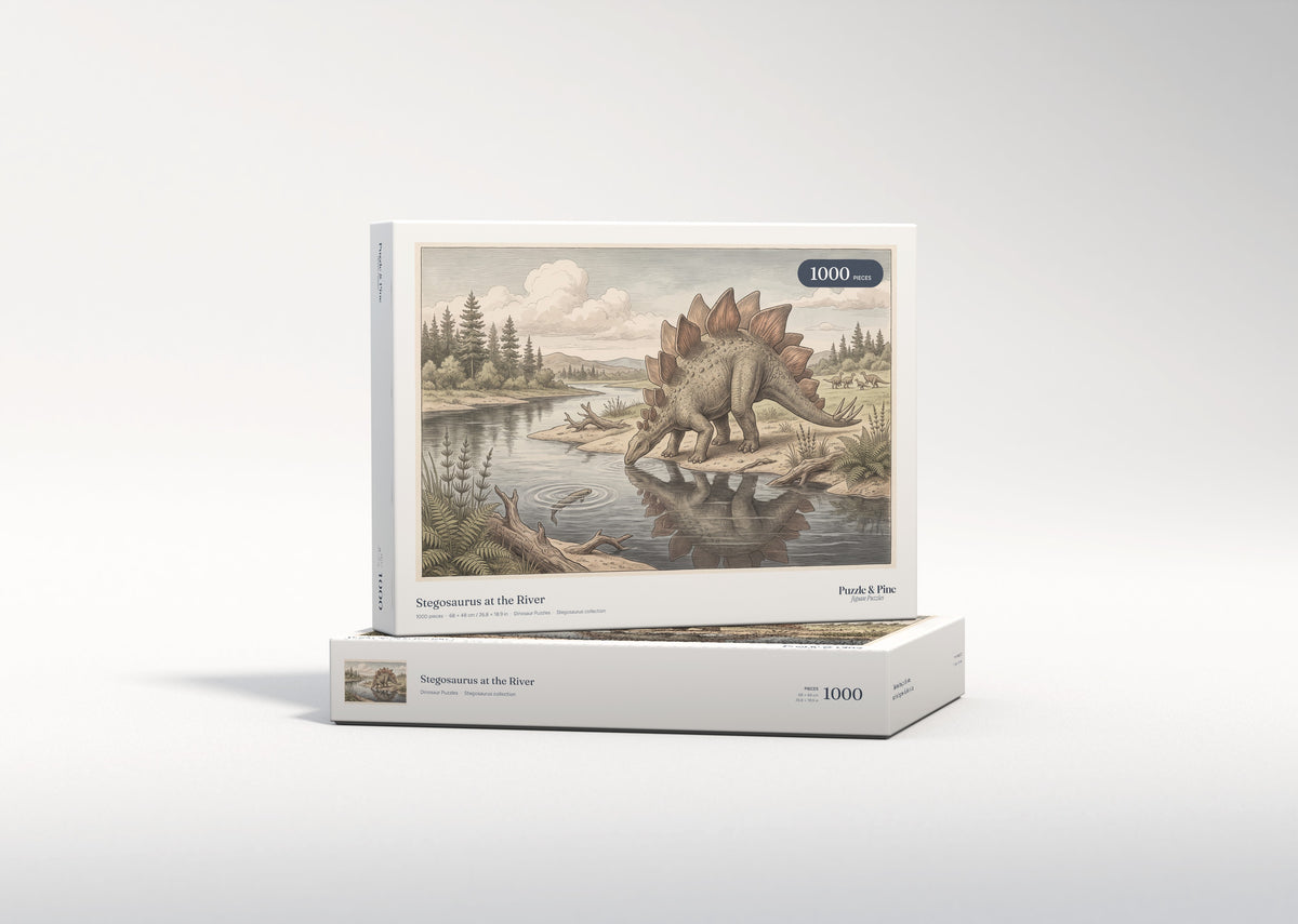 Stegosaurus at the River jigsaw puzzle - gift box