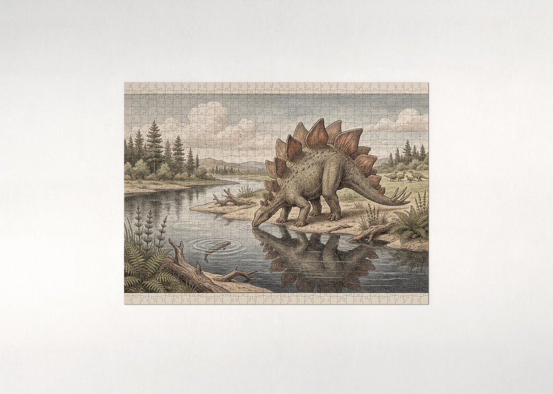 Stegosaurus at the River jigsaw puzzle - gift box
