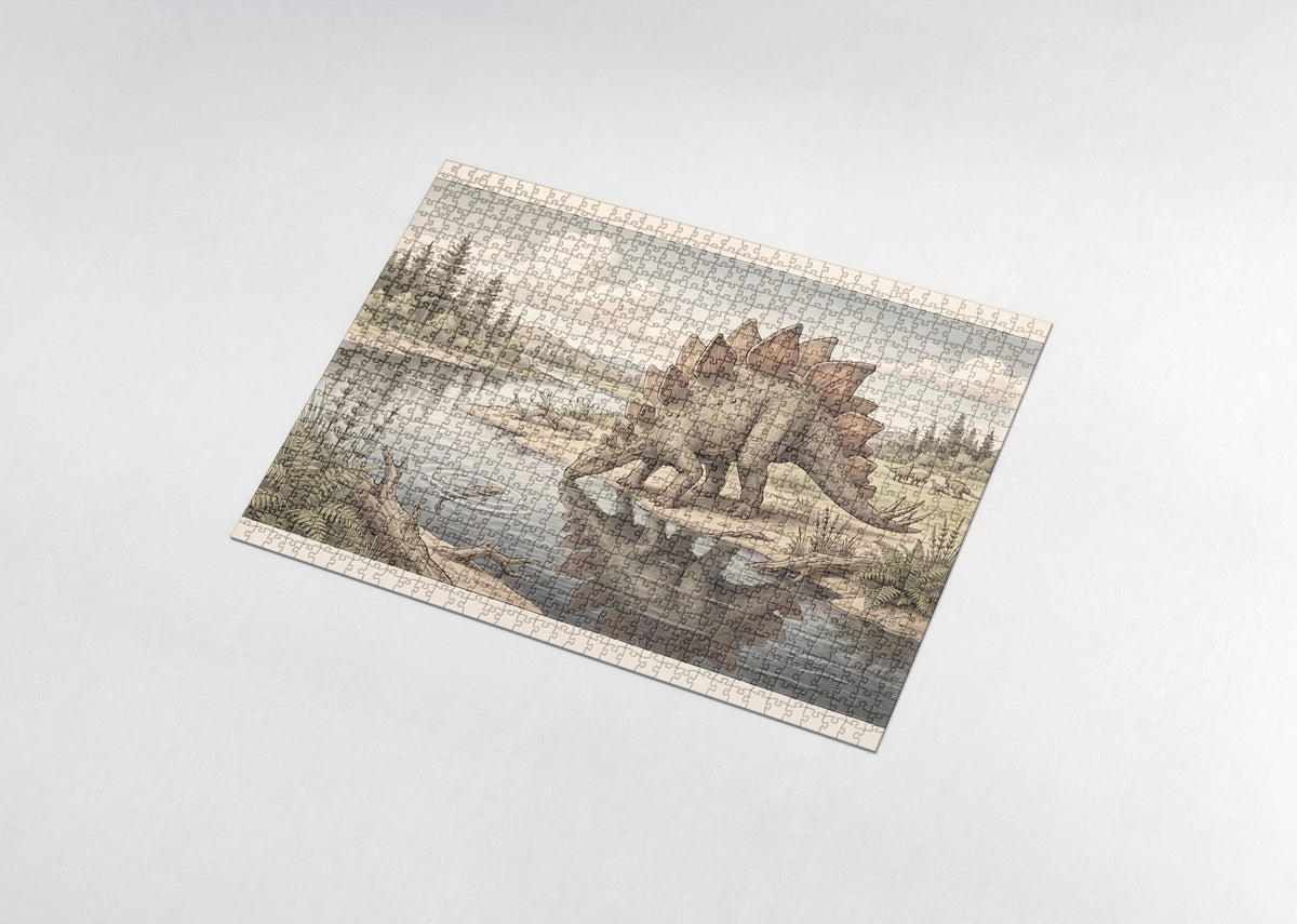 Stegosaurus at the River jigsaw puzzle - assembled puzzle