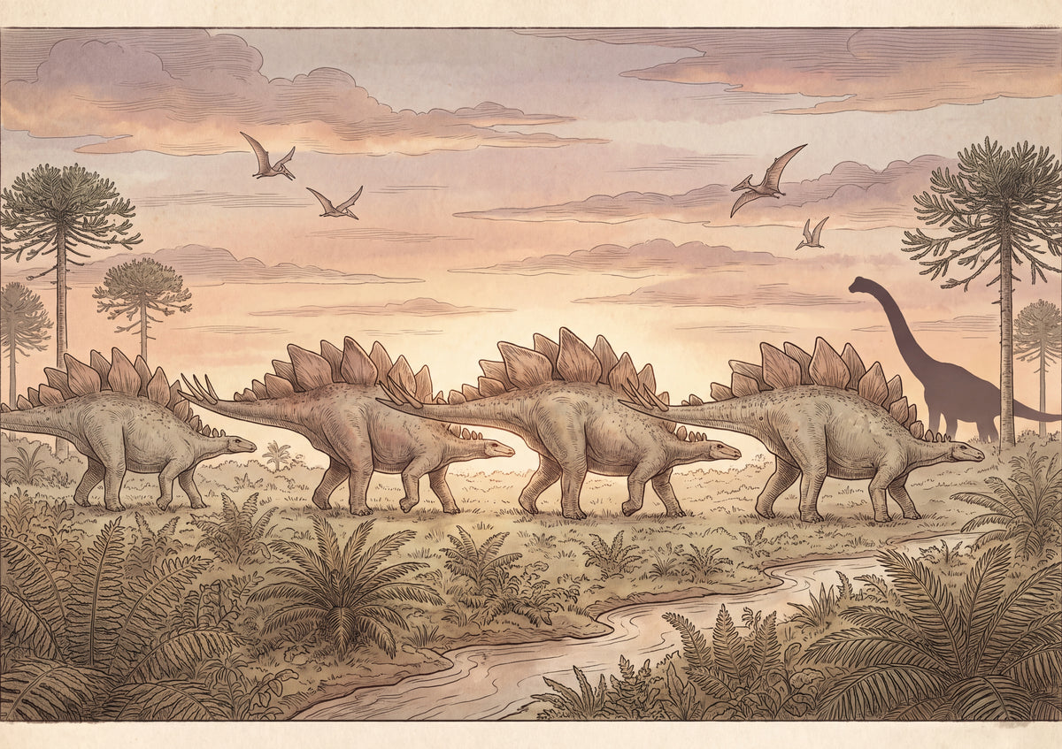 Stegosaurus Herd at Sunset jigsaw puzzle