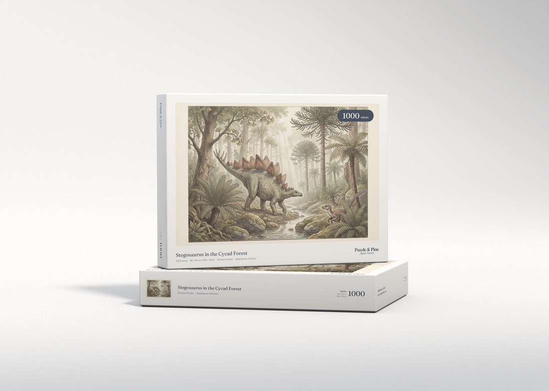 Stegosaurus in the Cycad Forest jigsaw puzzle - gift box