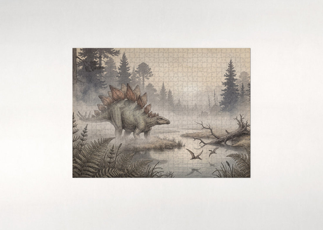 Stegosaurus in the Morning Mist jigsaw puzzle - gift box