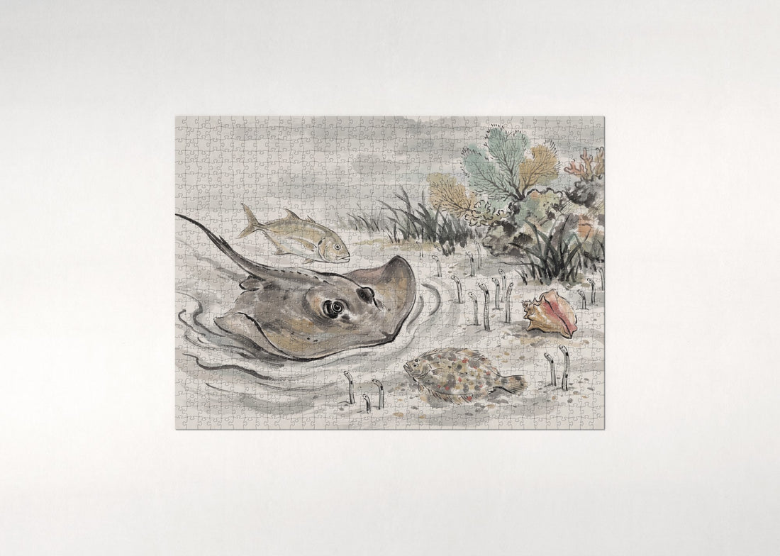 Stingray on the Sandy Sea Floor jigsaw puzzle - gift box