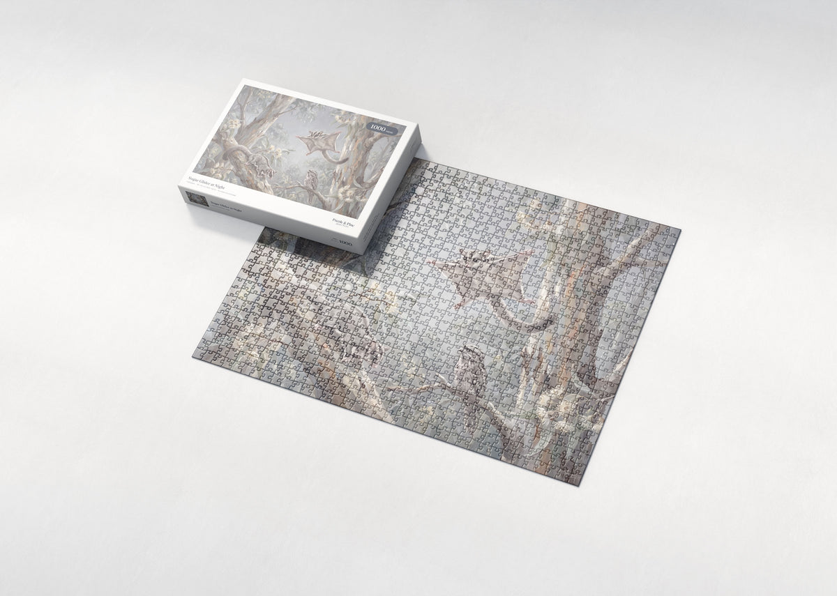 Sugar Glider at Night jigsaw puzzle - box and puzzle