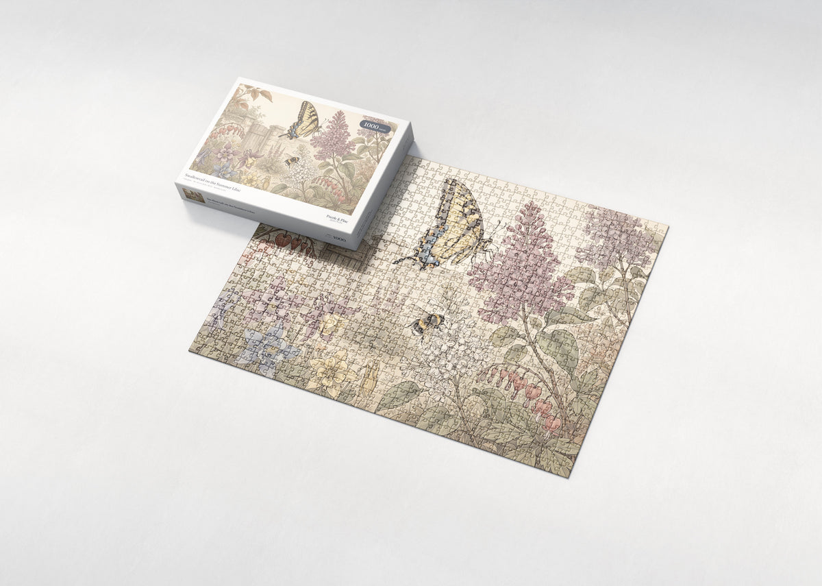 Swallowtail on the Summer Lilac jigsaw puzzle - box and puzzle