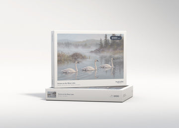 Swans on the Misty Lake jigsaw puzzle - gift box