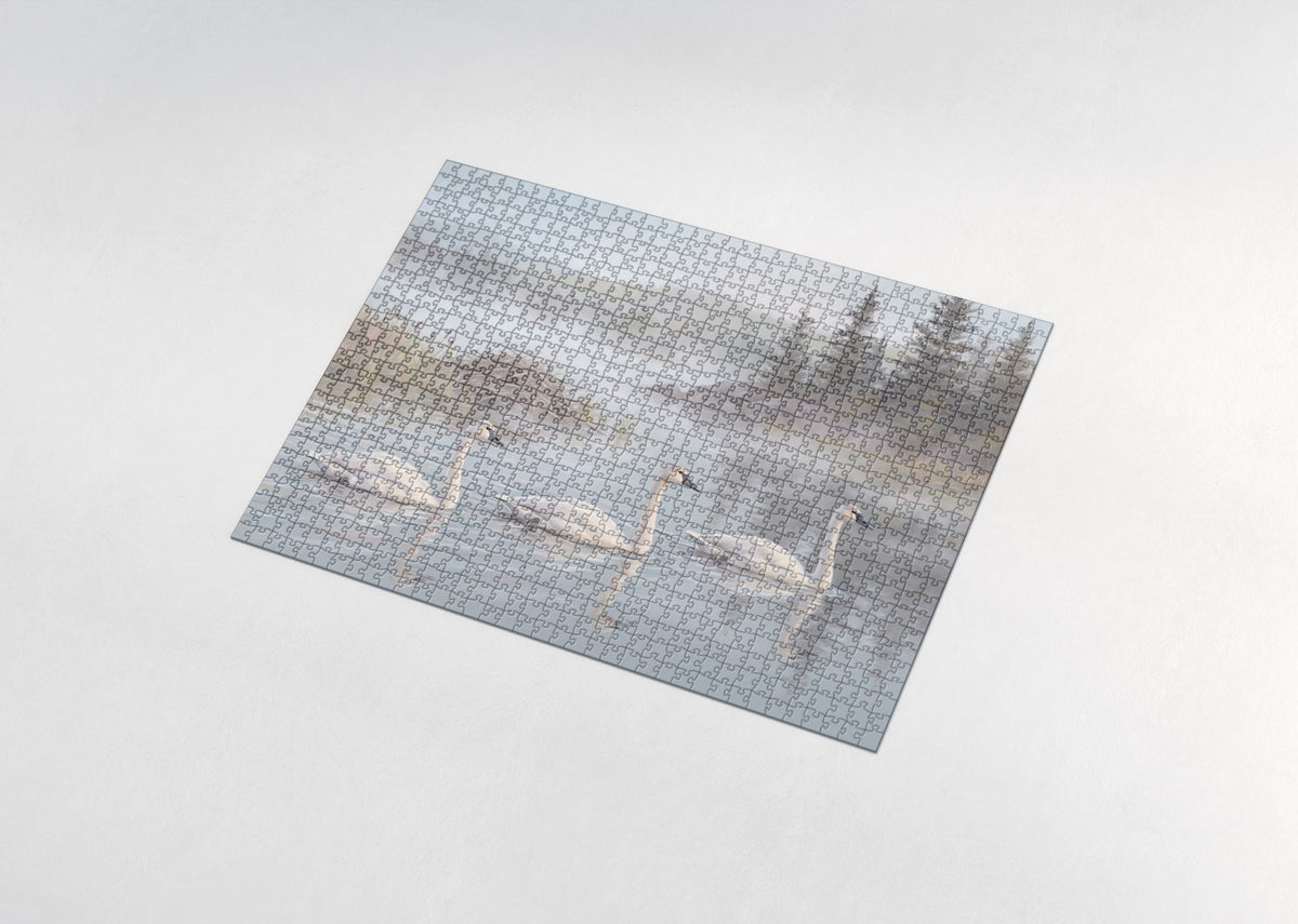 Swans on the Misty Lake jigsaw puzzle - assembled puzzle