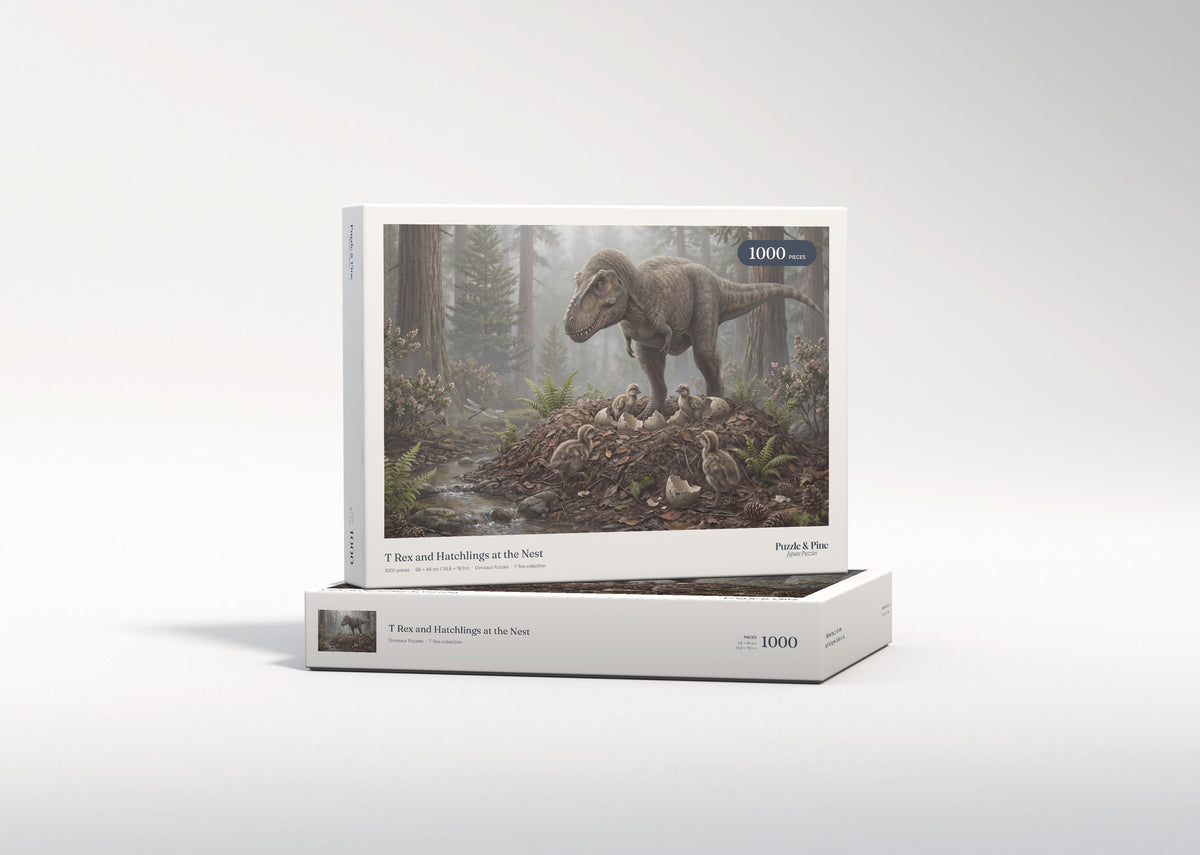 T Rex and Hatchlings at the Nest jigsaw puzzle - gift box