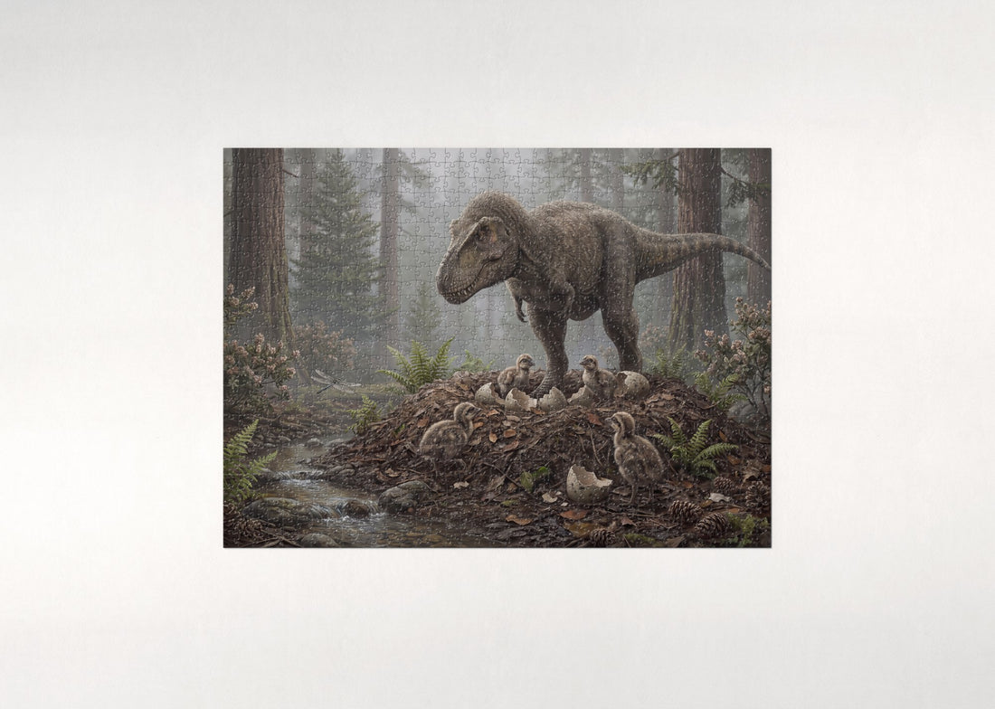 T Rex and Hatchlings at the Nest jigsaw puzzle - gift box