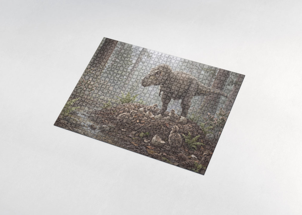 T Rex and Hatchlings at the Nest jigsaw puzzle - assembled puzzle