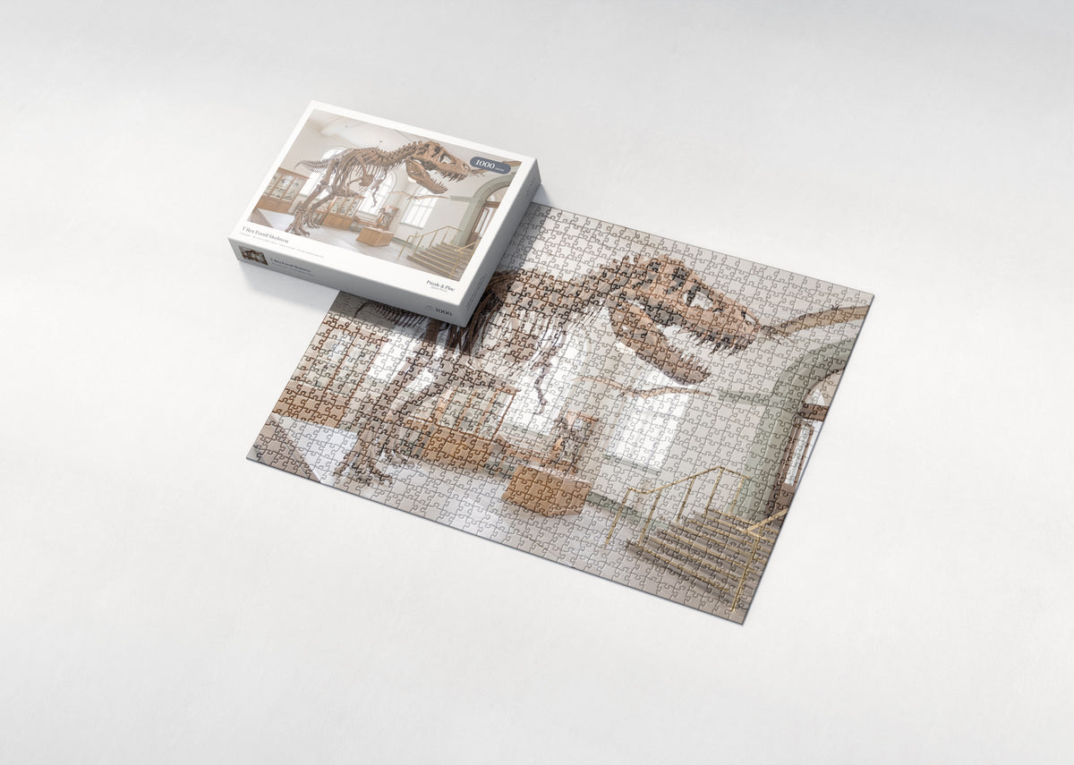 T Rex Fossil Skeleton jigsaw puzzle - box and puzzle