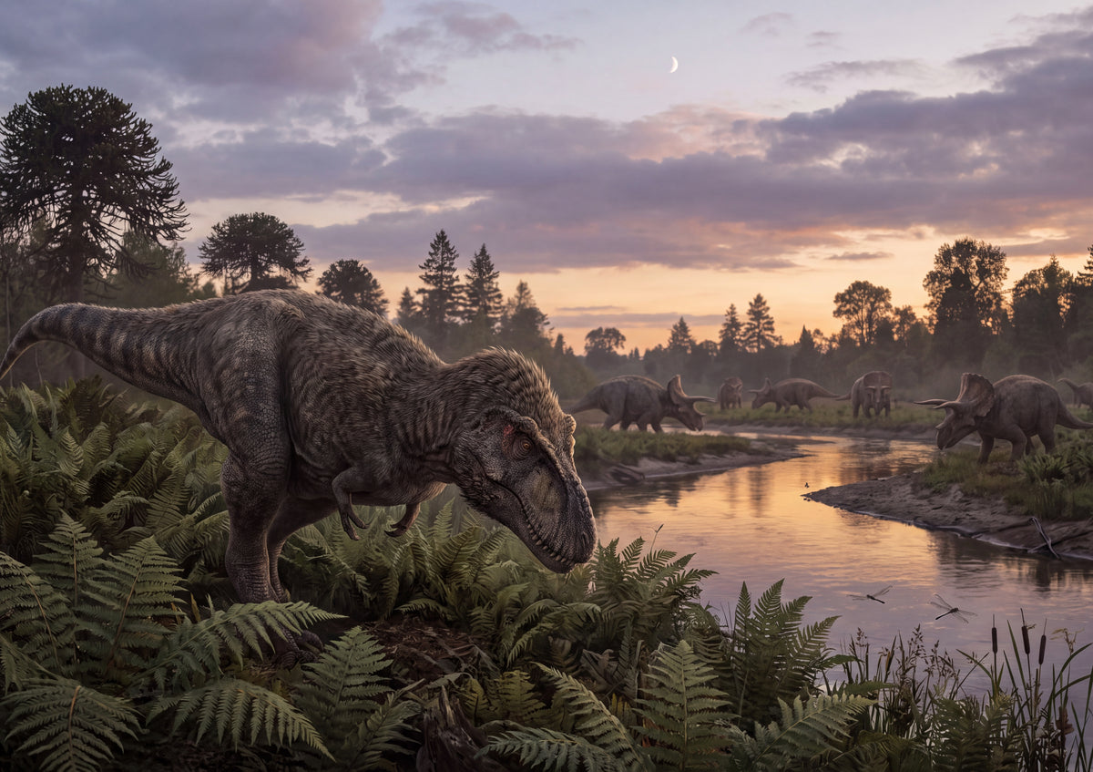 T Rex Hunting at Dusk jigsaw puzzle