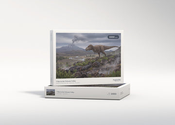 T Rex in the Volcanic Valley jigsaw puzzle - gift box