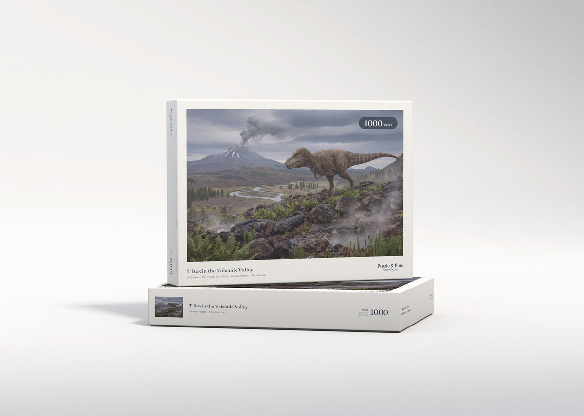 T Rex in the Volcanic Valley jigsaw puzzle - gift box