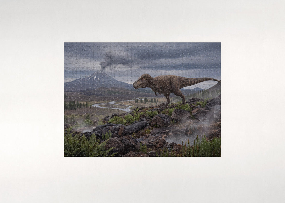 T Rex in the Volcanic Valley jigsaw puzzle - gift box