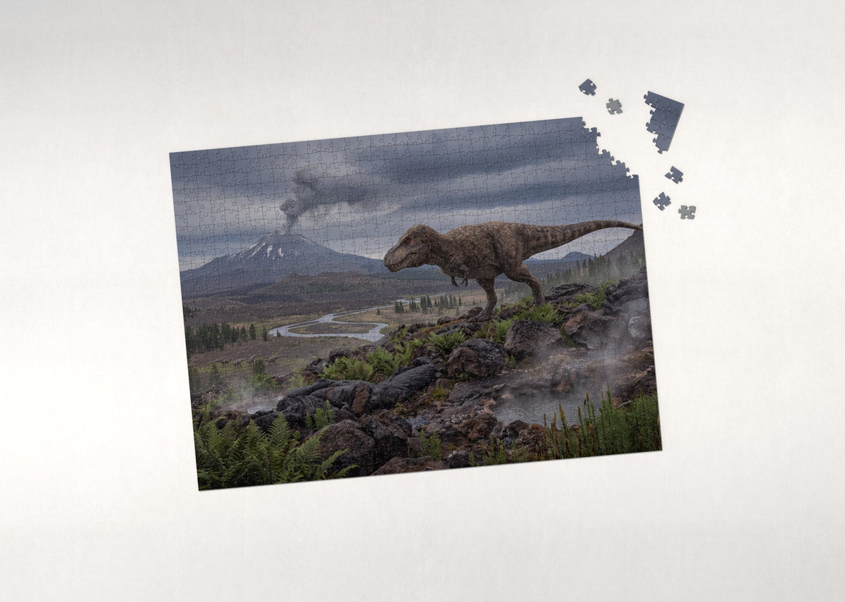 T Rex in the Volcanic Valley jigsaw puzzle - puzzle with loose pieces