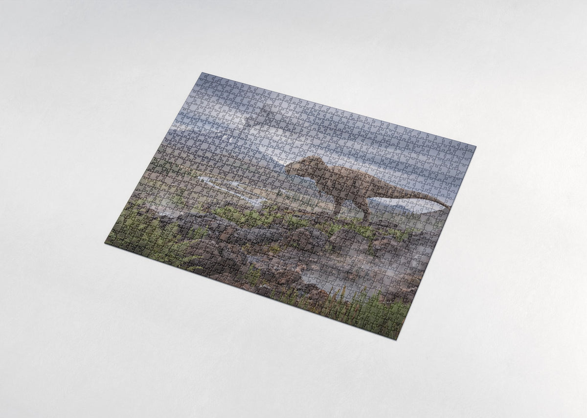 T Rex in the Volcanic Valley jigsaw puzzle - assembled puzzle