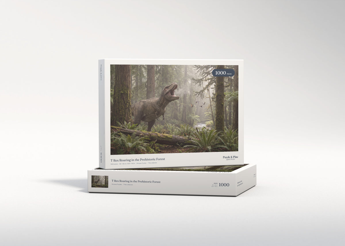 T Rex Roaring in the Prehistoric Forest jigsaw puzzle - gift box