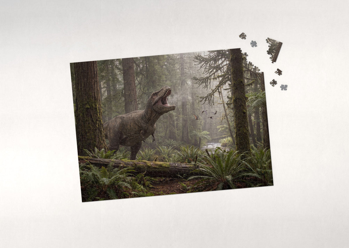 T Rex Roaring in the Prehistoric Forest jigsaw puzzle - puzzle with loose pieces