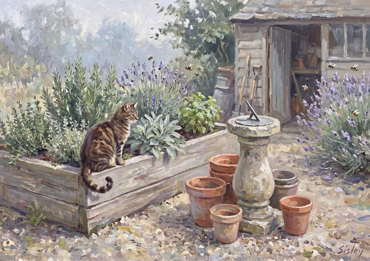 Tabby Cat In the Herb Garden jigsaw puzzle
