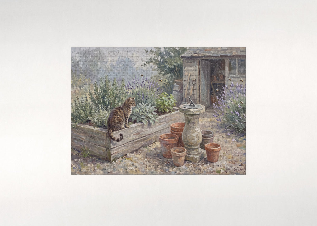 Tabby Cat In the Herb Garden jigsaw puzzle - flat puzzle