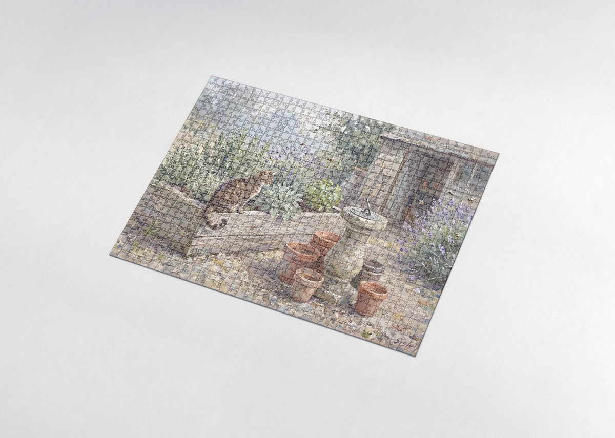 Tabby Cat In the Herb Garden jigsaw puzzle - assembled puzzle
