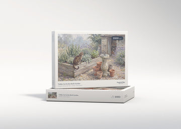 Tabby Cat In the Herb Garden jigsaw puzzle - gift box
