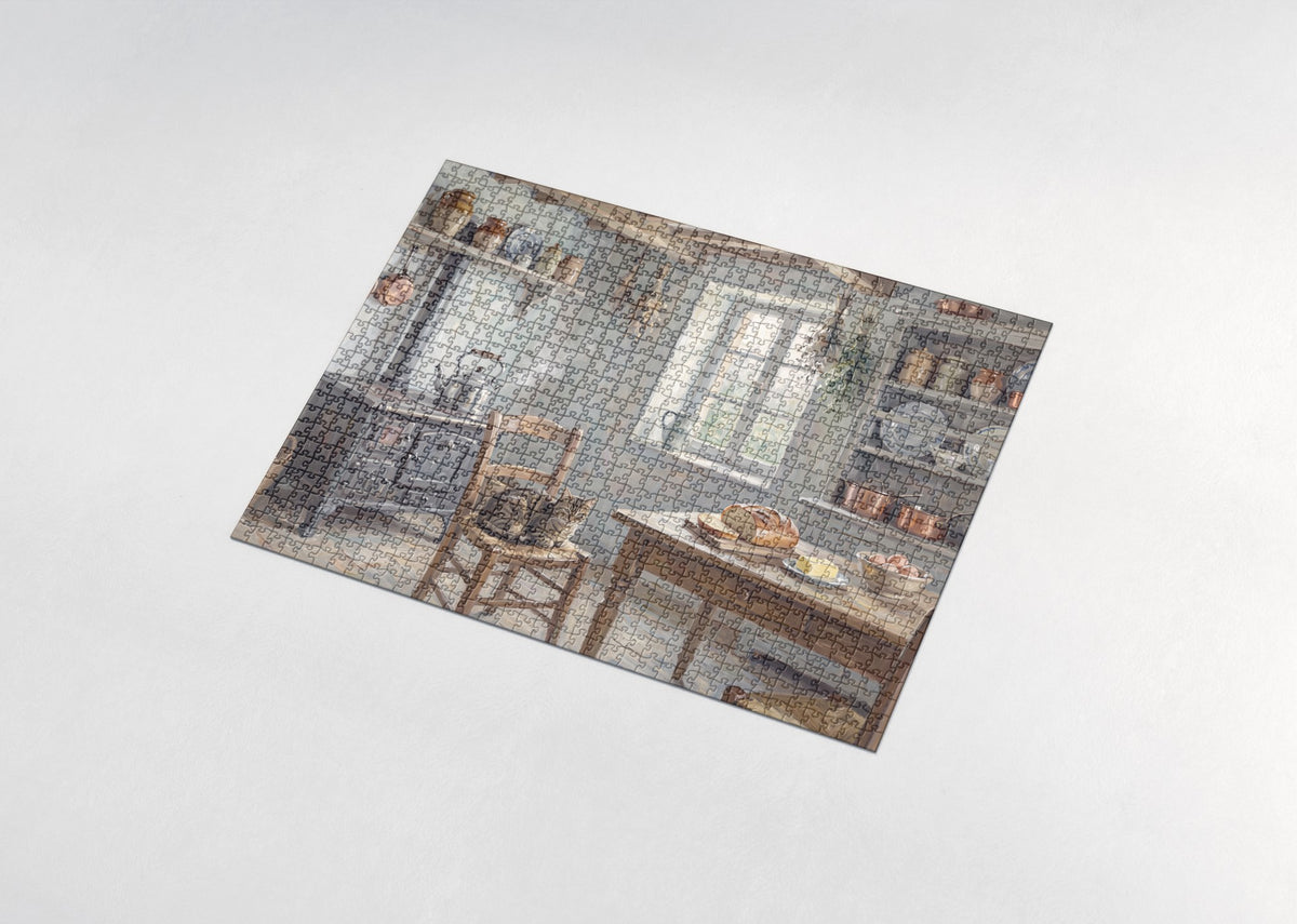 Tabby Cat In the Warm Kitchen Morning jigsaw puzzle - assembled puzzle