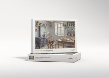 Tabby Cat In the Warm Kitchen Morning jigsaw puzzle - gift box