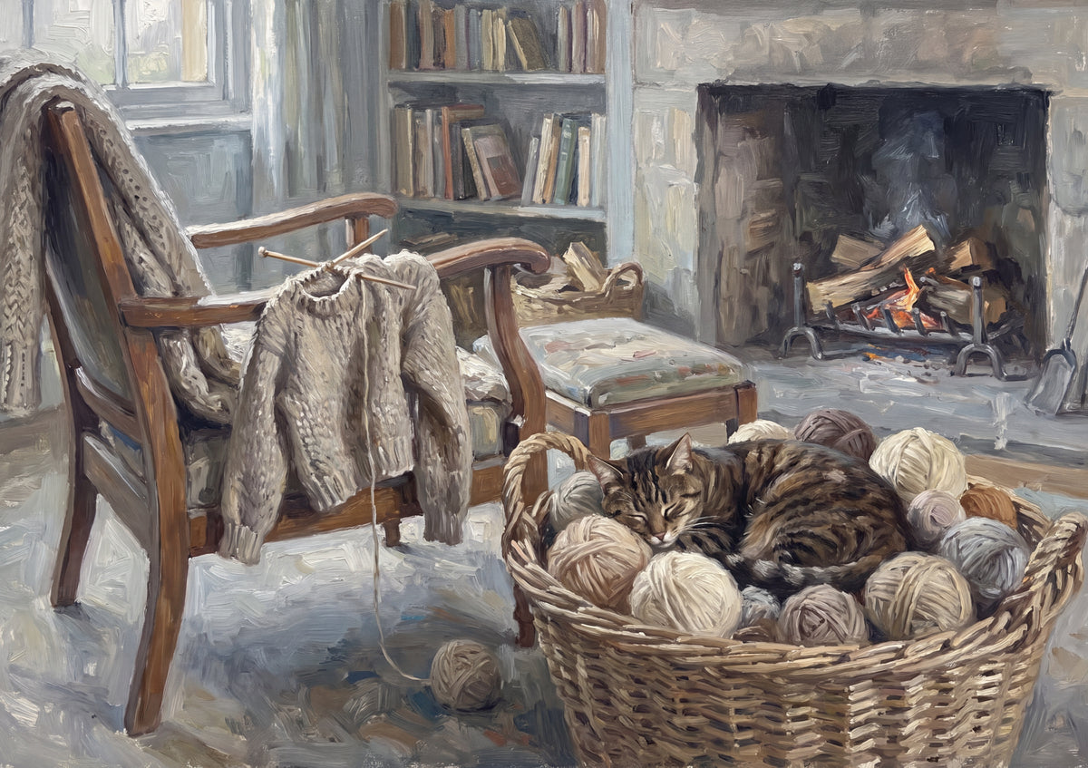 Tabby Cat In the Yarn Basket jigsaw puzzle