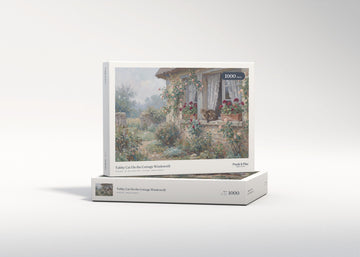 Tabby Cat On the Cottage Windowsill jigsaw puzzle - gift box