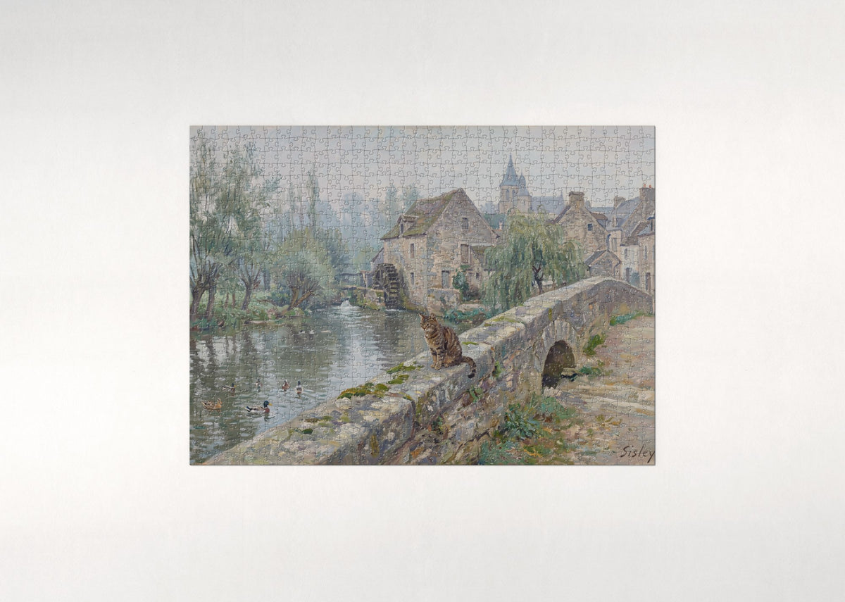 Tabby Cat On the Old Stone Bridge jigsaw puzzle - flat puzzle