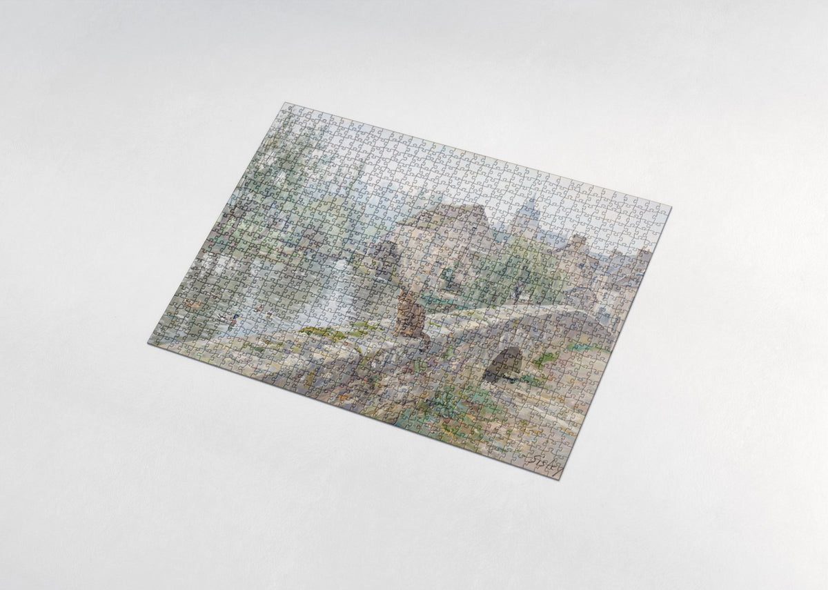 Tabby Cat On the Old Stone Bridge jigsaw puzzle - assembled puzzle