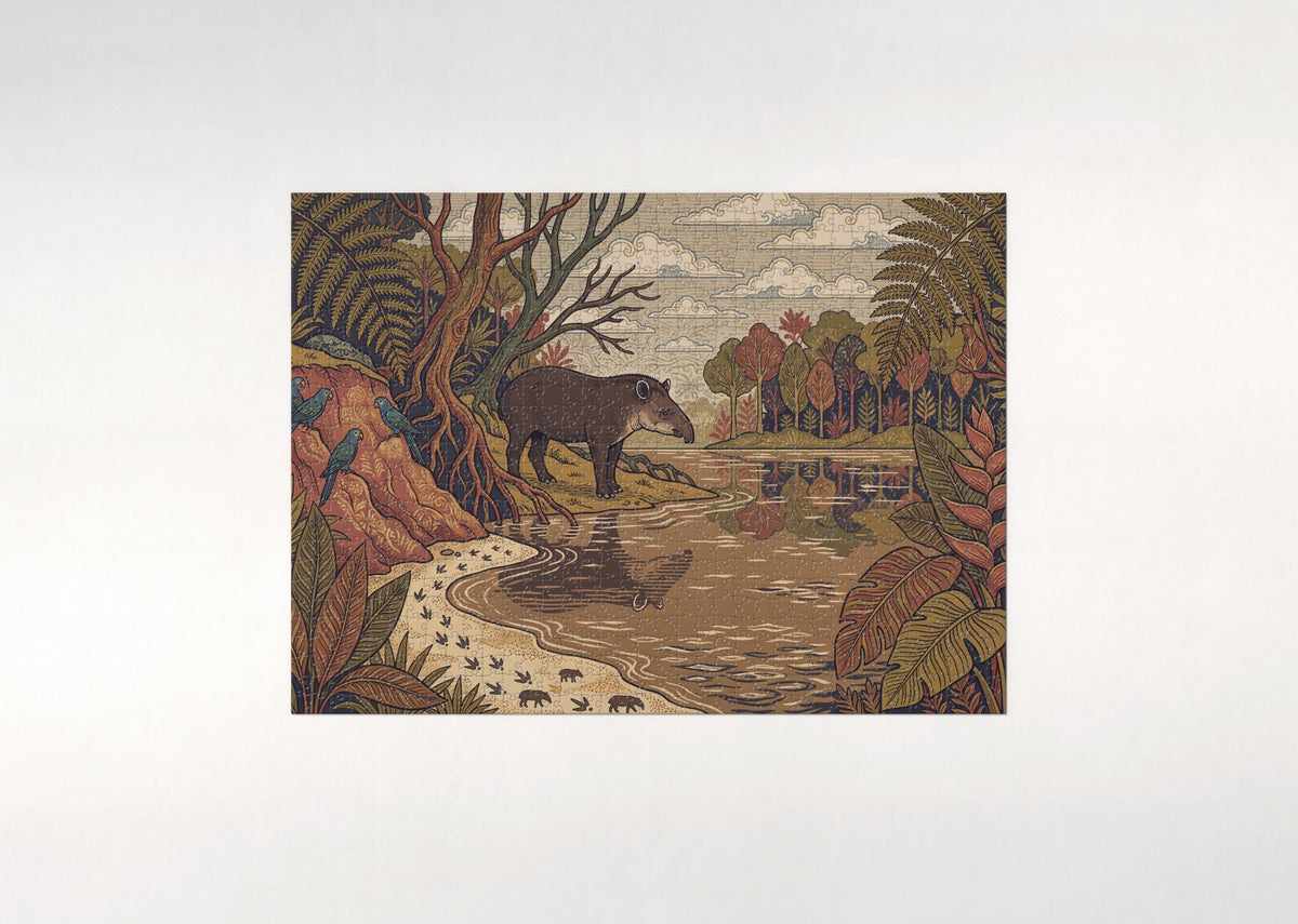 Tapir at the Amazon Riverbank jigsaw puzzle - flat puzzle
