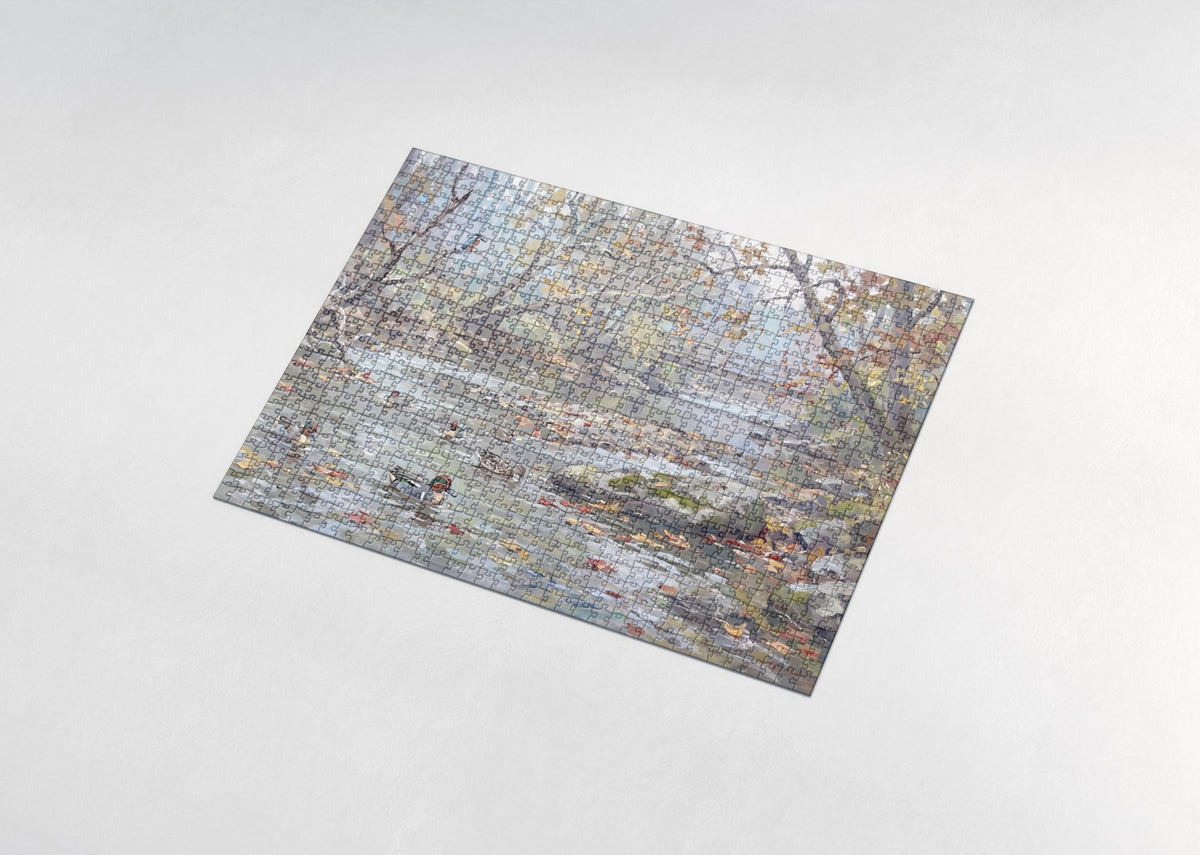 Teal Ducks on the Autumn Creek jigsaw puzzle - assembled puzzle