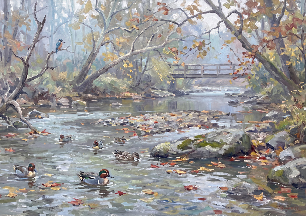 Teal Ducks on the Autumn Creek jigsaw puzzle