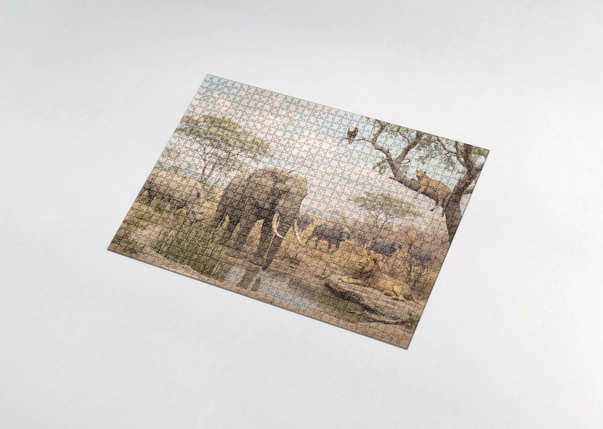 The Big Five Gathered on the Savanna jigsaw puzzle - assembled puzzle