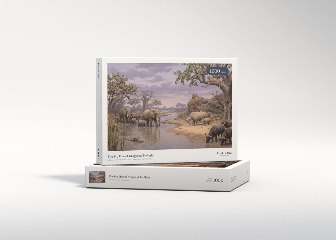 The Big Five of Kruger at Twilight jigsaw puzzle - gift box