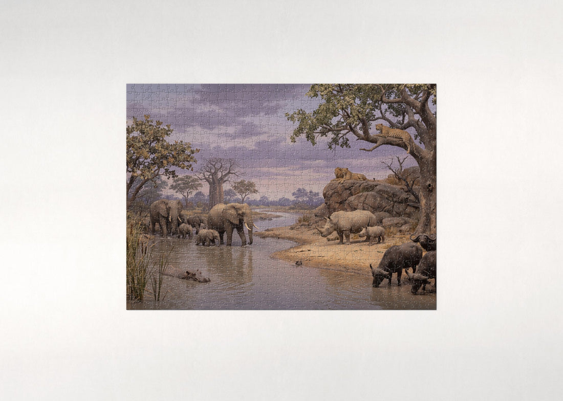 The Big Five of Kruger at Twilight jigsaw puzzle - gift box