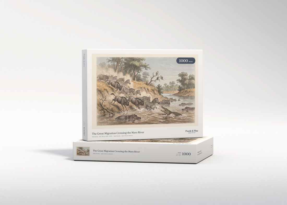 The Great Migration Crossing the Mara River jigsaw puzzle - gift box